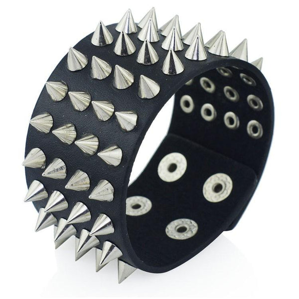 Unique Four Row Cuspidal Spikes Rivet Bracelet