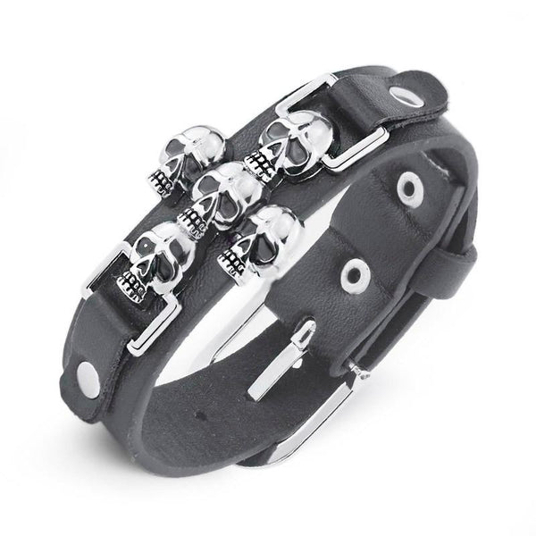 Skeleton Skull Punk Gothic Rock Leather Belt Buckle