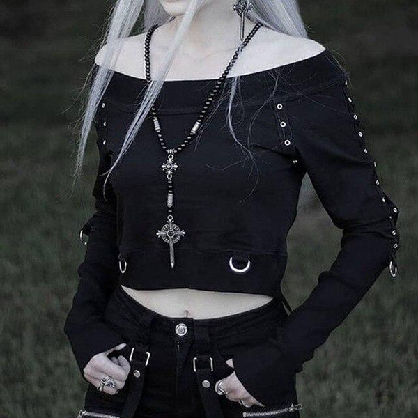 Gothic Casual Loose Punk Style Short Sweatshirt