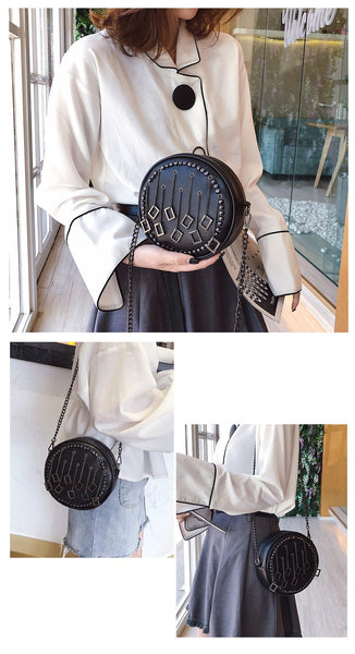 Black Punk Rivet PU Leather