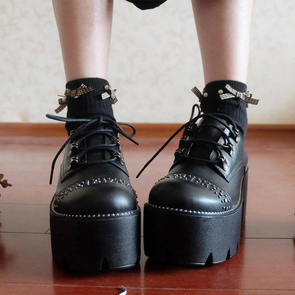 Women Shoes Punk Dark Thick Bottom