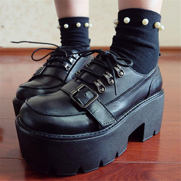 Women Black Punk Gothic Shoes