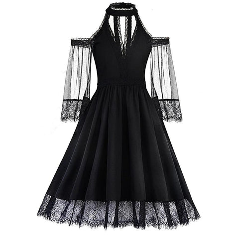 Gothic Skater Dress Lace Mesh